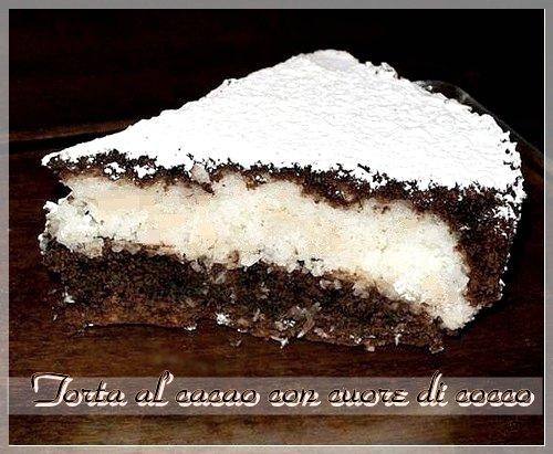 torta al cioccolato con cuore di cocco