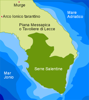 Mappa fisica del Salento